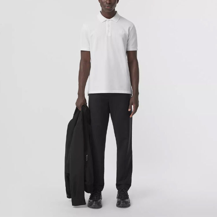 Burberry Short Sleeve Polo Shirt with Monogram Design in White. 80431231 圖 4