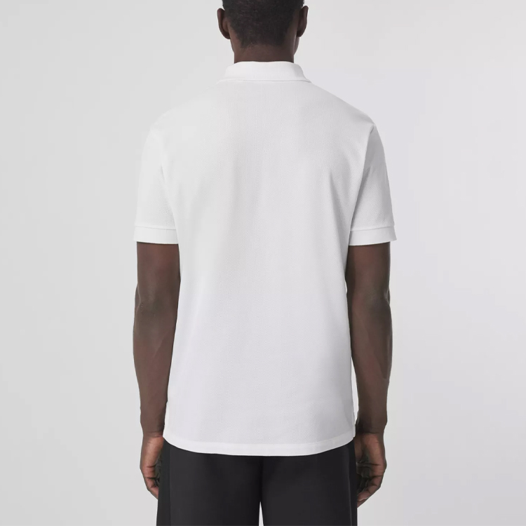 Burberry Short Sleeve Polo Shirt with Monogram Design in White. 80431231 圖 5