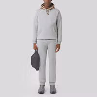 Lookbook Burberry Side Check Panel Cotton Jogger Sweatpants Gray 80450151