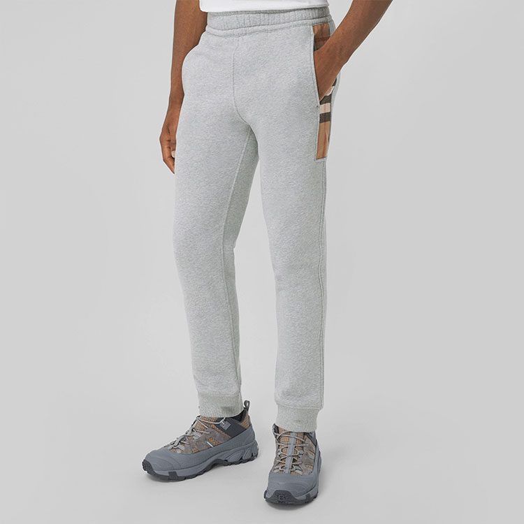 Details for Burberry Seluar Jogger Kapas Panel Side Check Kelabu 80450151