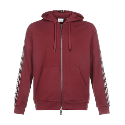 Burberry Side Logo Cotton Zip Hoodie Jacket Maroon 80318771