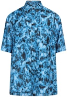 Burberry Silk Short Sleeve Shirt Wave Print Blue 80402661 Burberry Silk Short Sleeve Shirt Wave Print Blue 80402661