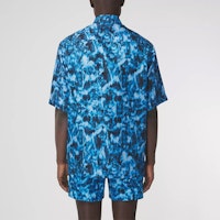 Burberry 藍色波浪印花短袖絲質襯衫 80402661 Purchase Burberry 藍色波浪印花短袖絲質襯衫 80402661