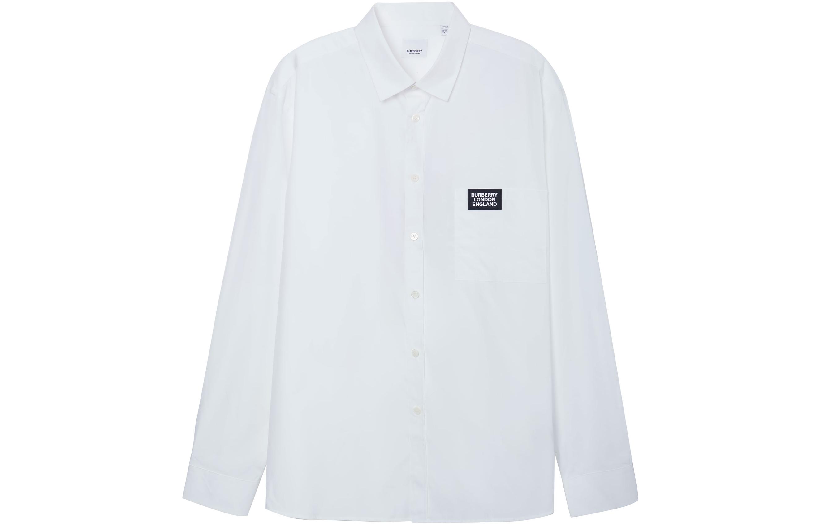 Burberry Single-Breasted Logo Patch Long Sleeve Shirt White 80217941 圖 2