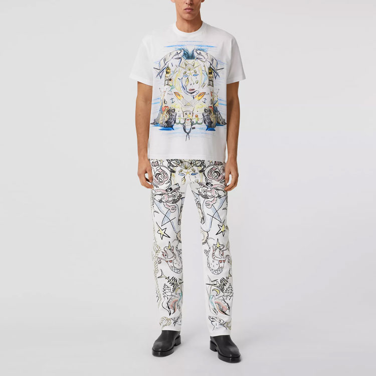 Burberry Sketch Print Crewneck Short Sleeve Tee White () 80406811 圖 3