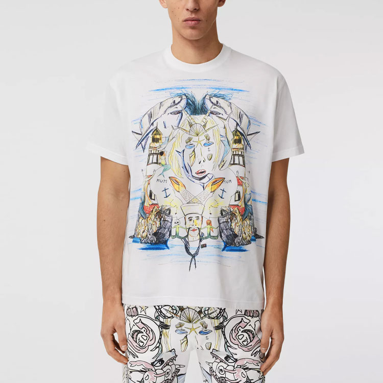 Burberry Sketch Print Crewneck Short Sleeve Tee White () 80406811 圖 4