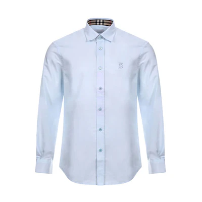 Burberry Slim-Fit Monogram Motif Vintage Check Shirt Light Blue 80245151