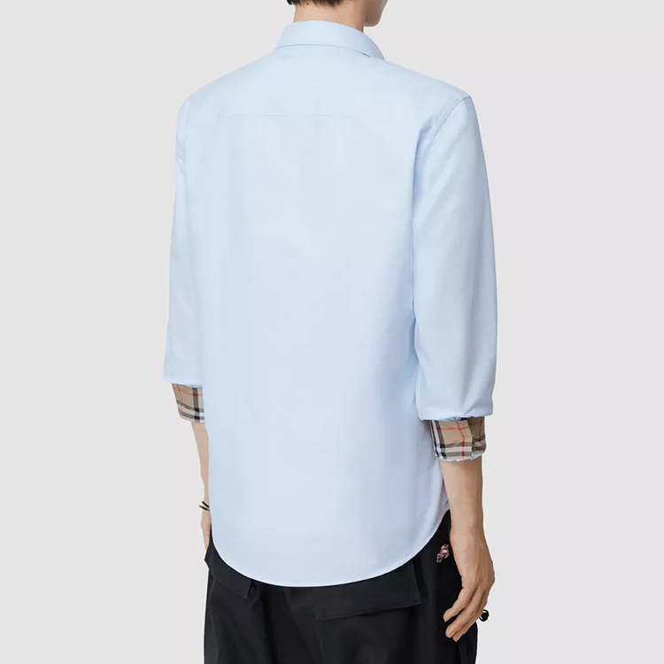 Purchase Camisa Ajustada Burberry Monogram Motif Cuadros Vintage Azul Claro 80245151