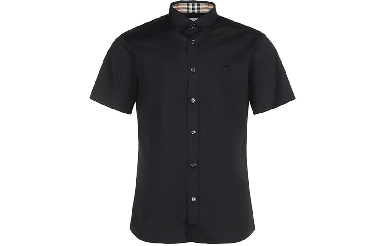 Burberry Slim-Fit Short-Sleeve Shirt Black 80323101