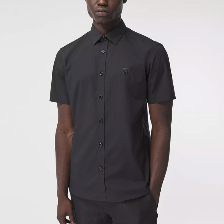 Burberry Slim-Fit Short-Sleeve Shirt Black 80323101 圖 5