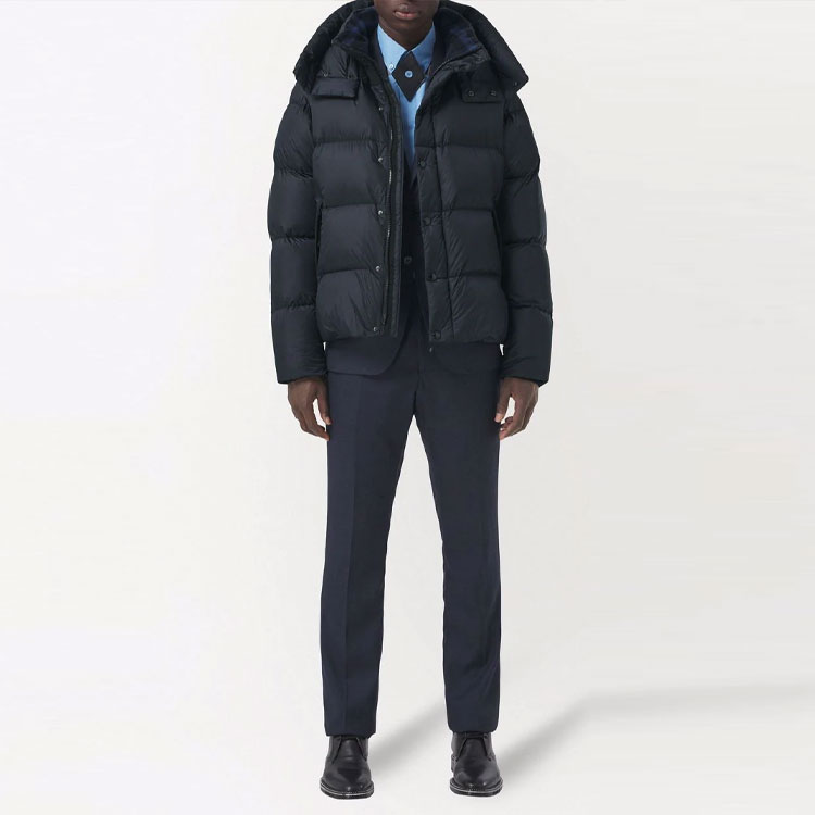 Shop 博柏利修身可拆卸连帽羽绒服海军蓝 80455071