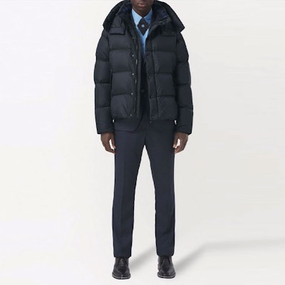 博柏利修身可拆卸连帽羽绒服海军蓝 80455071 Shop 博柏利修身可拆卸连帽羽绒服海军蓝 80455071
