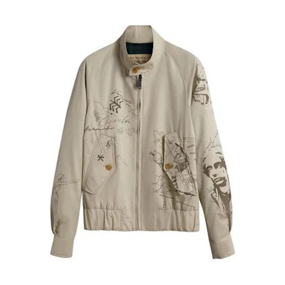 Burberry Slim Fit Jacket with Zipper and Turn-Down Collar Multicolor 40700381