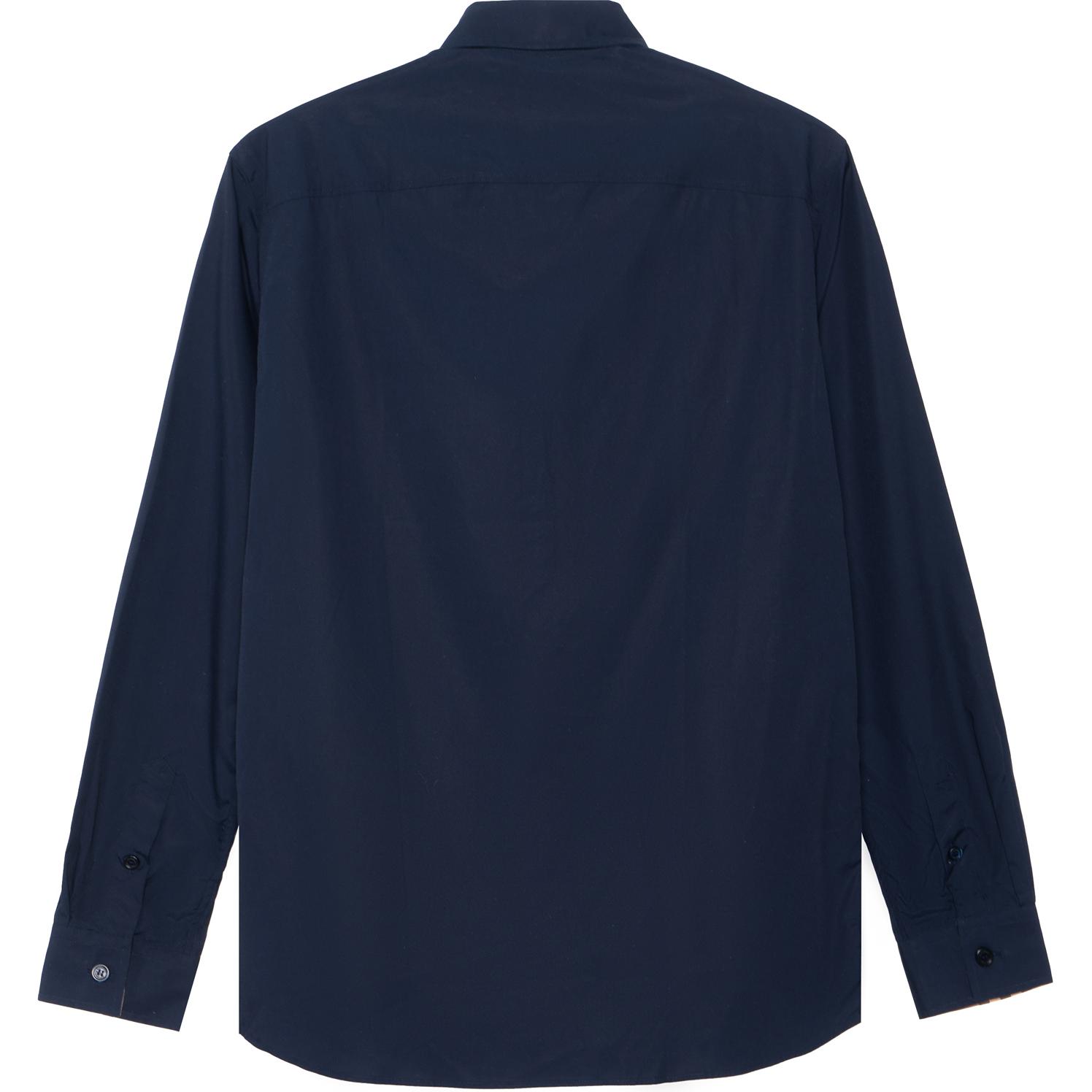 Lookbook Camisa Burberry Slim Fit con Puños de Logo y Diseño a Cuadros de Manga Larga en Azul Marino 80323061