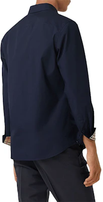 Burberry 修身格纹长袖衬衫 深蓝色带标志袖口 80323061 Details for Burberry 修身格纹长袖衬衫 深蓝色带标志袖口 80323061