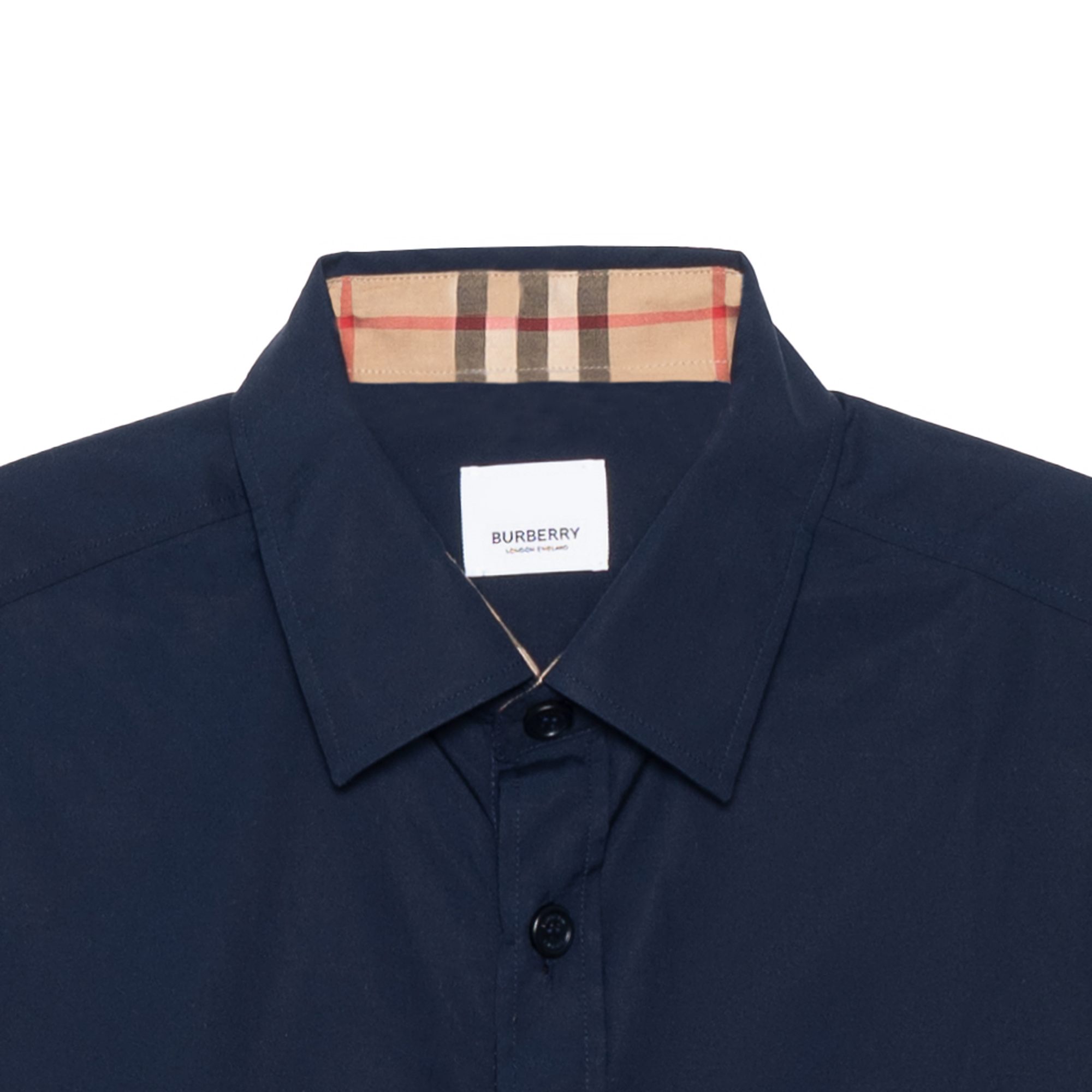 Sizing Camisa Burberry Slim Fit con Puños de Logo y Diseño a Cuadros de Manga Larga en Azul Marino 80323061