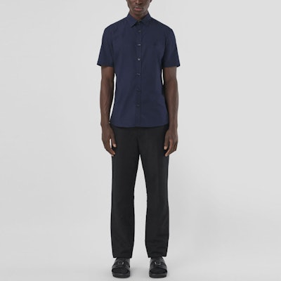 Burberry Slim Fit Navy Blue Short Sleeve Shirt 80323111 Shop Burberry Slim Fit Navy Blue Short Sleeve Shirt 80323111