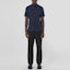 Shop Burberry Slim Fit Navy Blue Short Sleeve Shirt 80323111