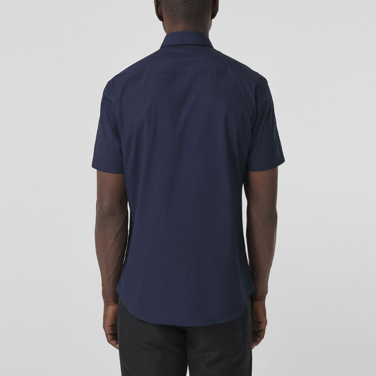 Details for Burberry Slim Fit Navy Blue Short Sleeve Shirt 80323111