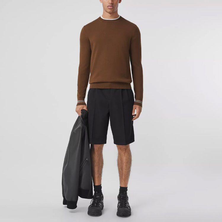 Burberry Slim Fit Wool Knit Sweater with Iconic Stripes Brown 80443321 圖 3