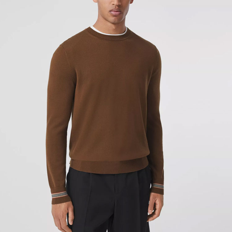 Burberry Slim Fit Wool Knit Sweater with Iconic Stripes Brown 80443321 圖 4