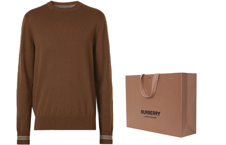 Burberry Slim Fit Wool Knit Sweater with Iconic Stripes Brown 80443321 圖 6