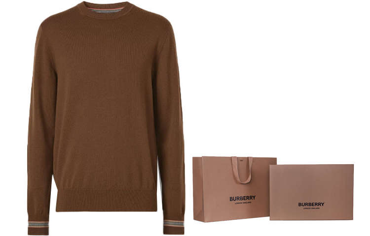 Burberry Slim Fit Wool Knit Sweater with Iconic Stripes Brown 80443321 圖 7