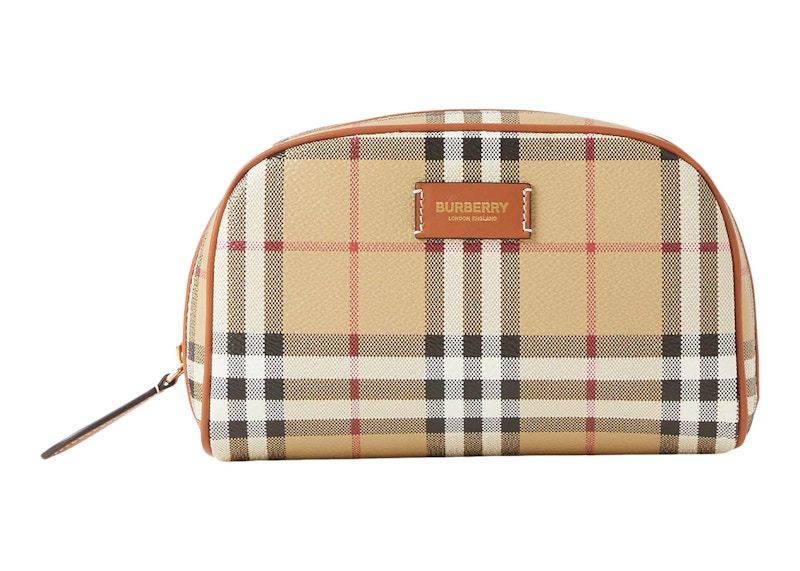 Burberry Small Check Travel Pouch Archive Beige