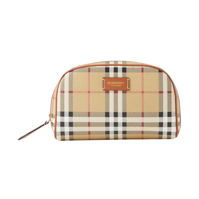 Burberry Small Check Travel Pouch Archive Beige