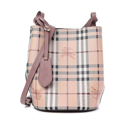 Burberry Small Lorne Haymarket Check Bucket Bag Light Elderberry
