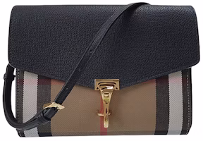 Burberry Small Macken Leather and House Check Crossbody Bag Archive Beige/Black Burberry Small Macken Leather and House Check Crossbody Bag Archive Beige/Black