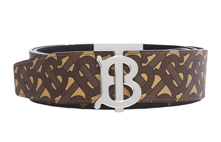Burberry Smooth Buckle Leather Belt Mahogany Brown 4cm Wide 8024192A7432