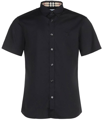 burberry-solid-black-button-down-short-sleeve-shirt-8032310