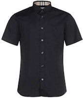 Burberry Solid Black Button-Down Short Sleeve Shirt 8032310 Burberry Solid Black Button-Down Short Sleeve Shirt 8032310