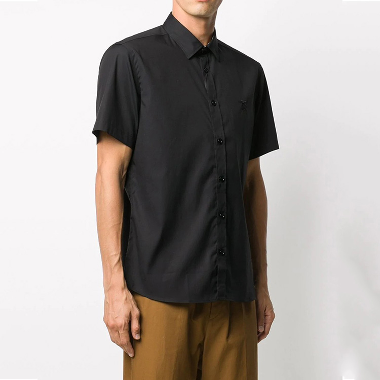 Purchase 버버리 솔리드 블랙 반소매 버튼다운 셔츠 8032310