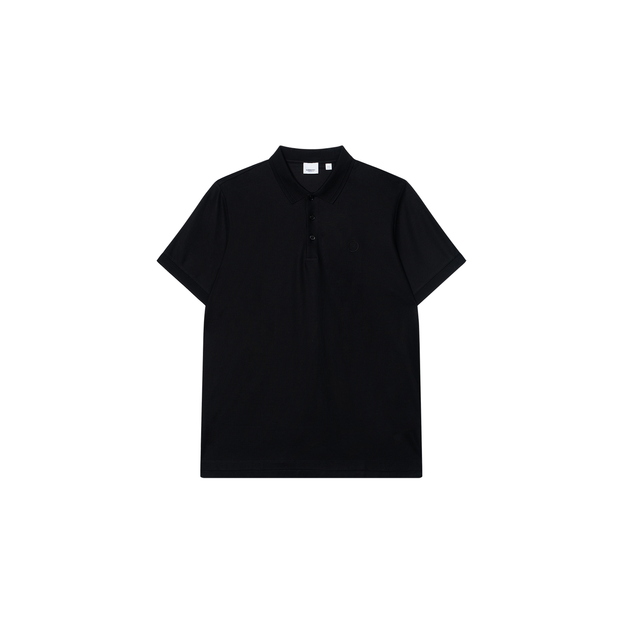 Burberry Solid Black Short Sleeve Polo Shirt. 80431221