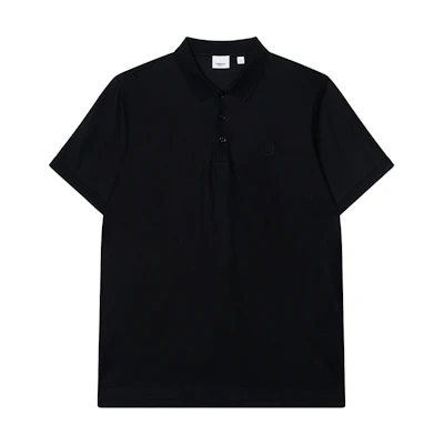 Burberry Solid Black Short Sleeve Polo Shirt. 80431221