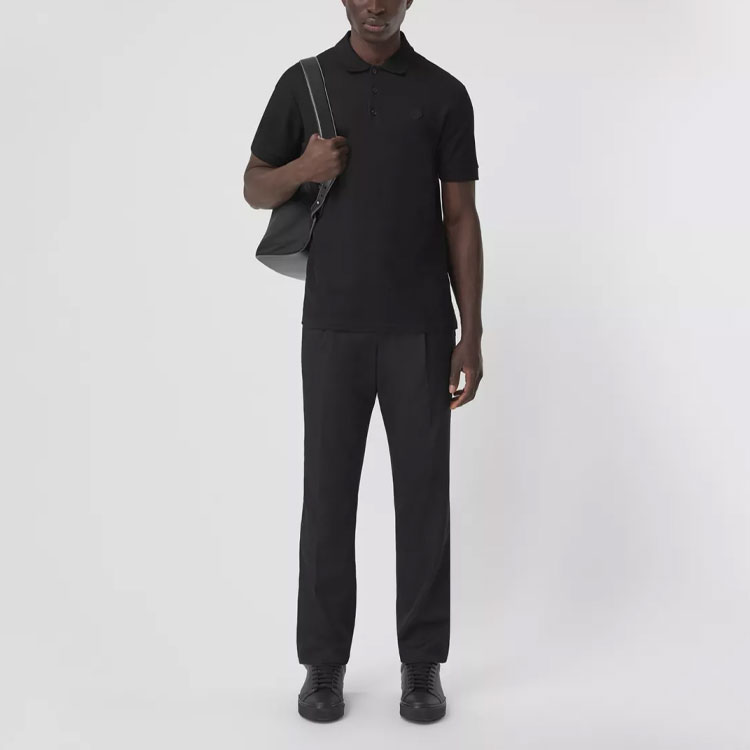 Burberry Solid Black Short Sleeve Polo Shirt. 80431221 圖 3