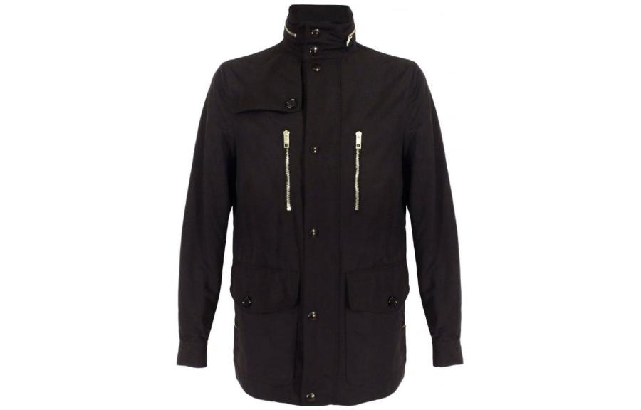 Burberry Solid Black Stand Collar Long-Sleeve Jacket 3954962