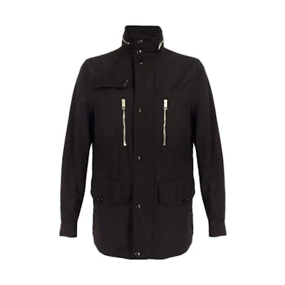 Burberry Solid Black Stand Collar Long-Sleeve Jacket 3954962