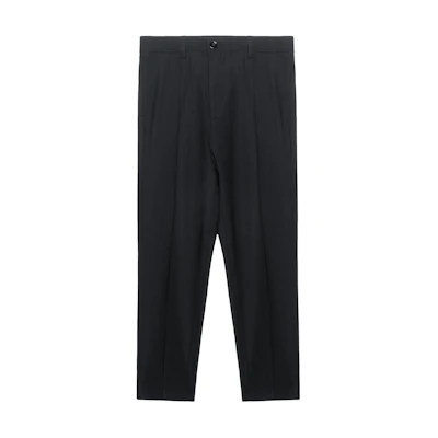Burberry Solid Black Straight-Leg Casual Pants with Buttons. 80508891