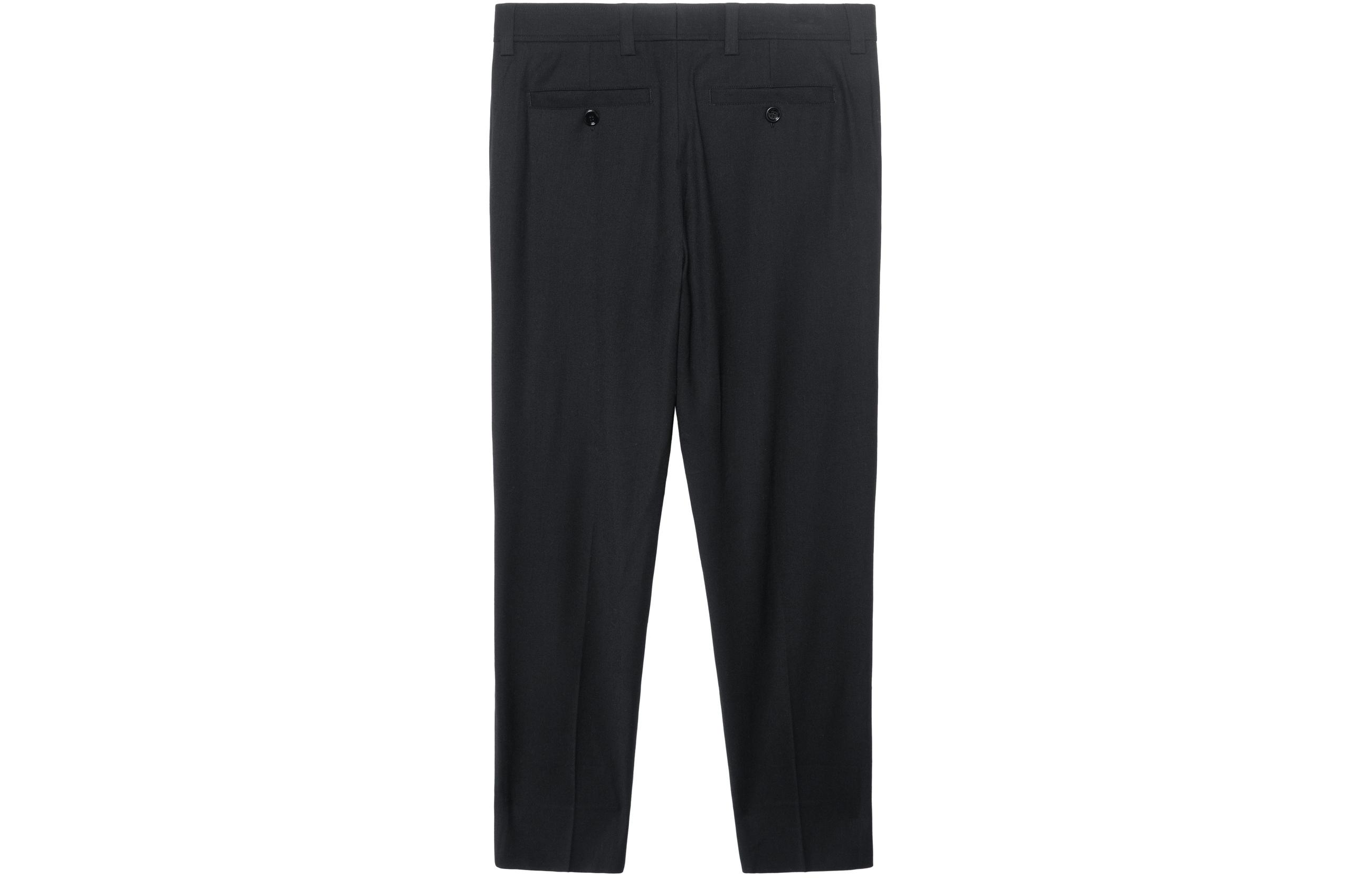 Lookbook 버버리 솔리드 블랙 버튼 디테일 스트레이트 레그 캐주얼 팬츠. 80508891