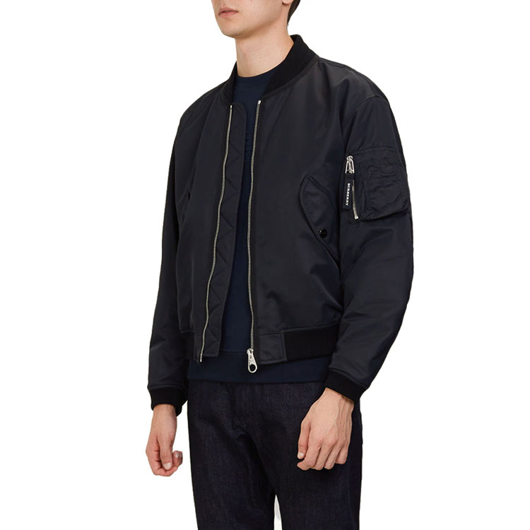 Details for Burberry Solid Black Zipper Bomber Jacket 80010871