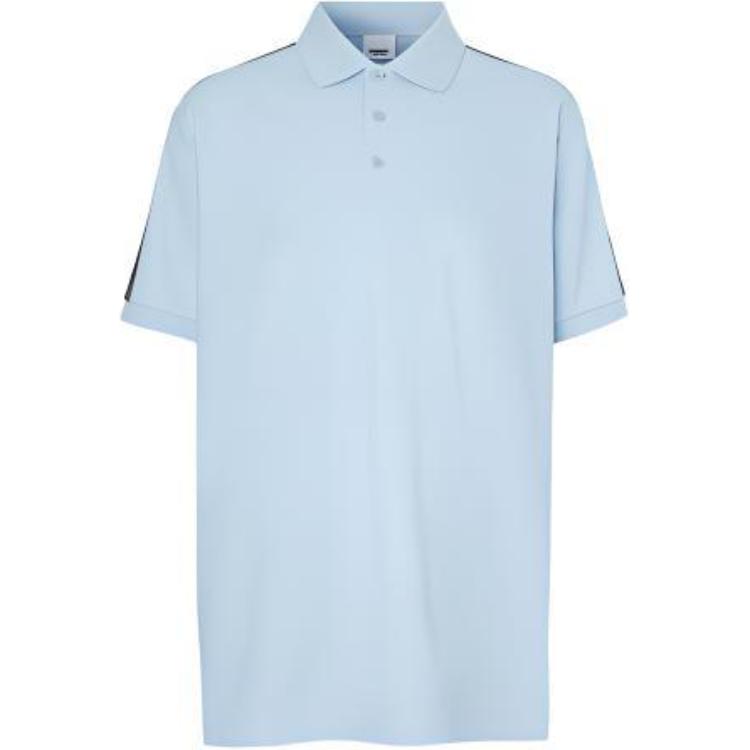 Burberry Solid Blue Short Sleeve Polo Shirt for Men 8029446 圖 2