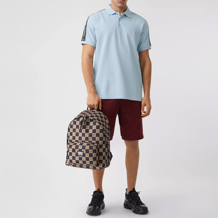 Burberry Solid Blue Short Sleeve Polo Shirt for Men 8029446 圖 5