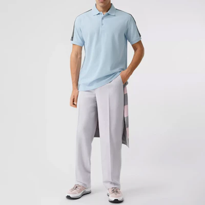 Burberry Solid Blue Short Sleeve Polo Shirt for Men 8029446 Details for Burberry Solid Blue Short Sleeve Polo Shirt for Men 8029446