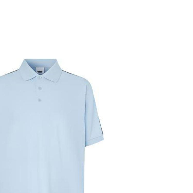 Burberry Solid Blue Short Sleeve Polo Shirt for Men 8029446 圖 7