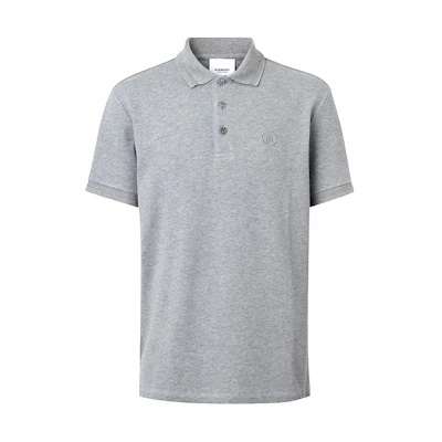 Burberry Solid Button-Accented Light Gray Polo Shirt 80374361