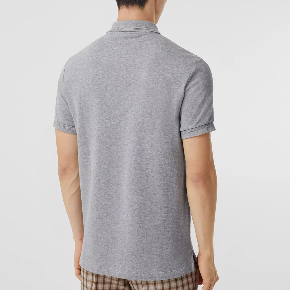 Burberry Solid Button-Accented Light Gray Polo Shirt 80374361 圖 4