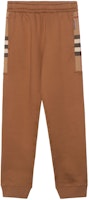 Burberry Solid Check Paneled Cotton Blend Joggers in Dark Birch Brown. 80475191 Burberry Solid Check Paneled Cotton Blend Joggers in Dark Birch Brown. 80475191